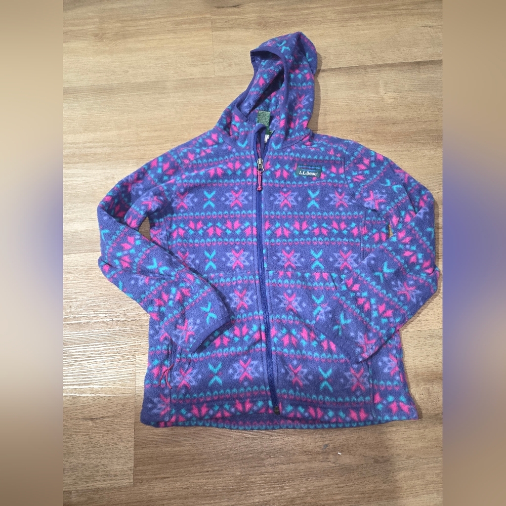 L.L. Bean Kids Hoodie in Blue and Pink Pattern